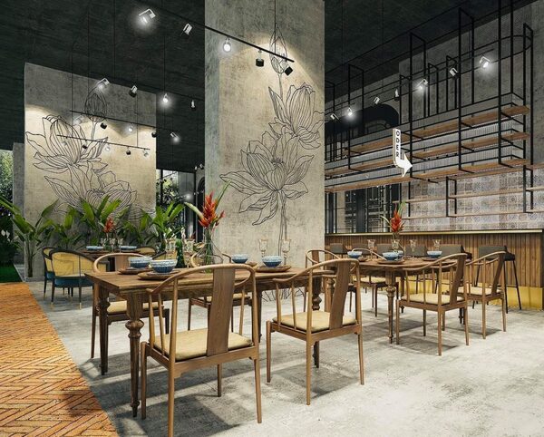 thiết kế quán cafe phong cách Indochine